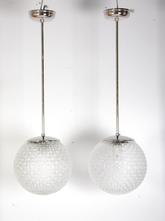 Mid-Century Czechoslovakian Glass Pendants, 1960s, Set of 2