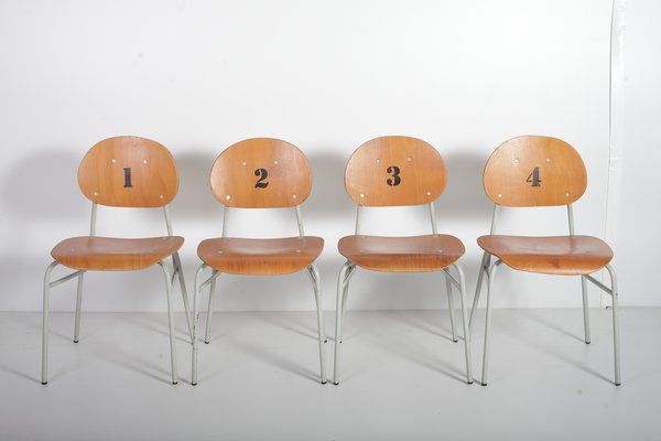 Mid-Century Czechoslovakian Kids School Chairs, Set of 4, 1970s-IND-1422668