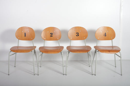 Mid-Century Czechoslovakian Kids School Chairs, Set of 4, 1970s