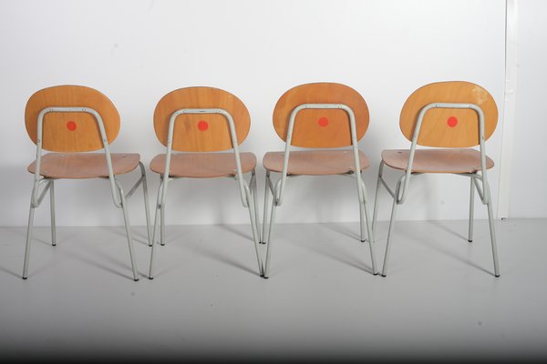 Mid-Century Czechoslovakian Kids School Chairs, Set of 4, 1970s-IND-1422668