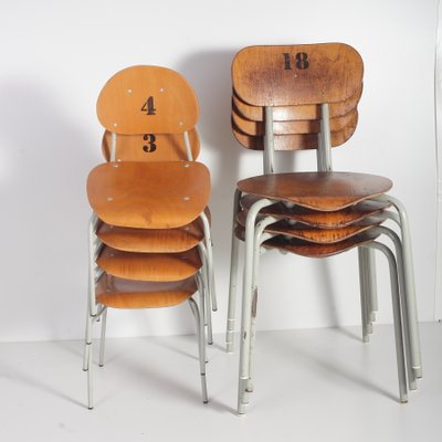 Mid-Century Czechoslovakian Kids School Chairs, Set of 4, 1970s-IND-1422668