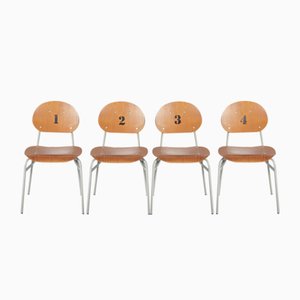 Mid-Century Czechoslovakian Kids School Chairs, Set of 4, 1970s-IND-1422668