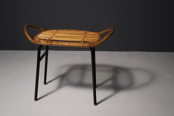 Mid-Century Czechoslovakian Rattan Stool by Alan Fuchs, 1960s-HXT-2035807