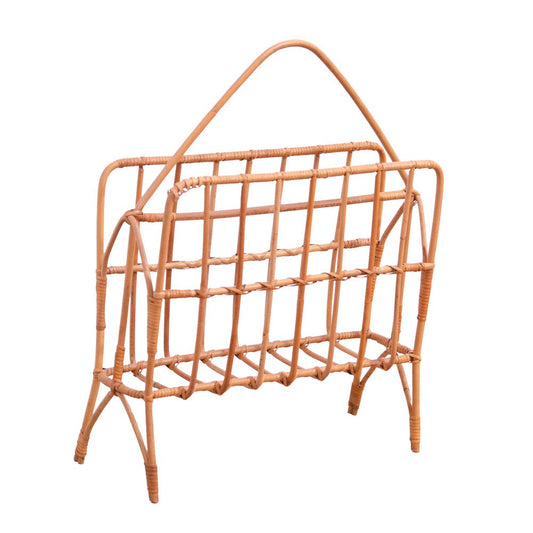 Mid-Century Czechoslovakian Wicker Magazine Rack, 1960s