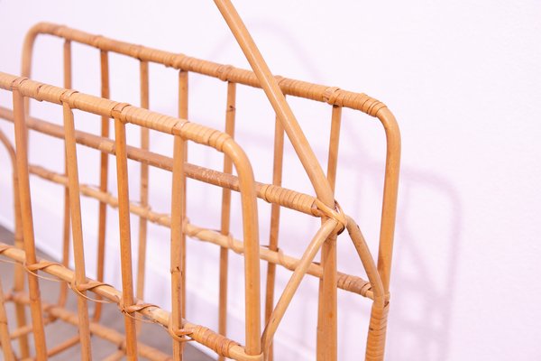 Mid-Century Czechoslovakian Wicker Magazine Rack, 1960s-HXT-1776141