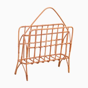 Mid-Century Czechoslovakian Wicker Magazine Rack, 1960s-HXT-1776141