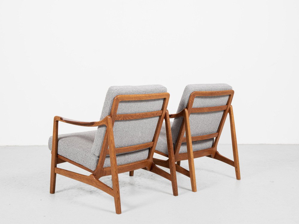 Mid-Century Danish 2-Seat Sofa and Easy Chairs in Oak and Teak attributed to Tove & Edvard Kindt-Larsen for France & Daverkosen, Set of 3