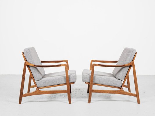 Mid-Century Danish 2-Seat Sofa and Easy Chairs in Oak and Teak attributed to Tove & Edvard Kindt-Larsen for France & Daverkosen, Set of 3-MF-1765681