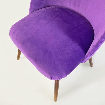 Mid-Century Danish Armchair in Beech Wood and Purple Velvet, 1960s-GDD-1777395