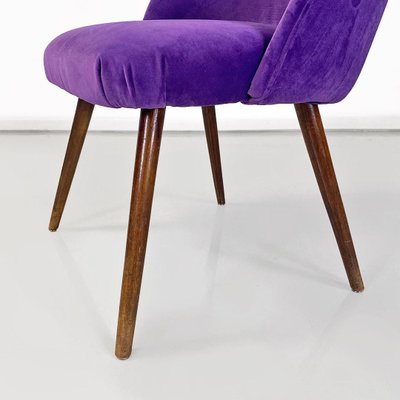 Mid-Century Danish Armchair in Beech Wood and Purple Velvet, 1960s-GDD-1777395