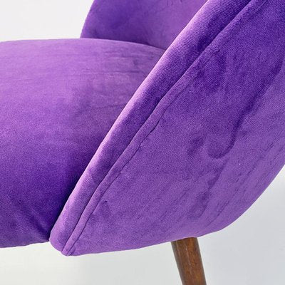 Mid-Century Danish Armchair in Beech Wood and Purple Velvet, 1960s-GDD-1777395