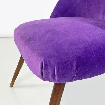 Mid-Century Danish Armchair in Beech Wood and Purple Velvet, 1960s-GDD-1777395