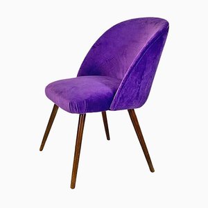 Mid-Century Danish Armchair in Beech Wood and Purple Velvet, 1960s-GDD-1777395