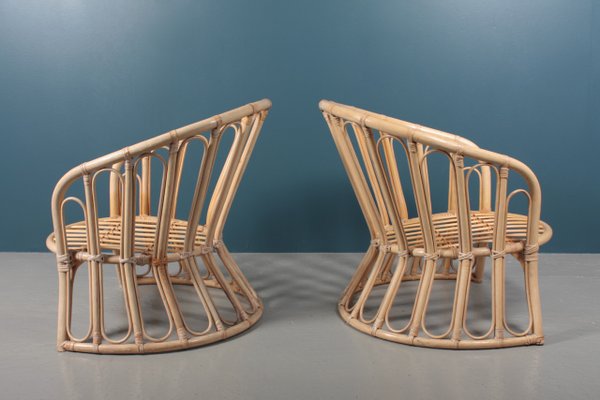 Mid-Century Danish Bamboo Lounge Chairs, 1960s, Set of 2-FK-673695