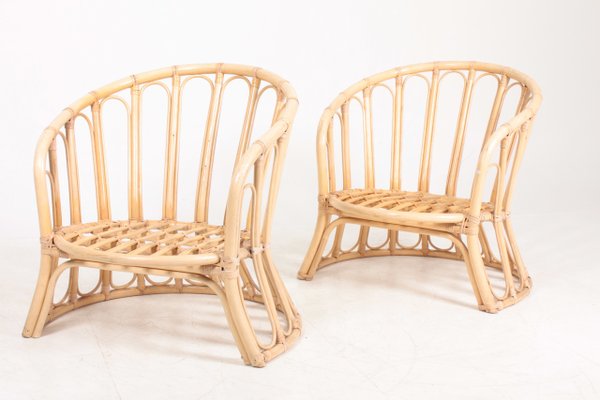 Mid-Century Danish Bamboo Lounge Chairs, 1960s, Set of 2-FK-673695