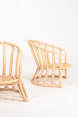 Mid-Century Danish Bamboo Lounge Chairs, 1960s, Set of 2-FK-673695