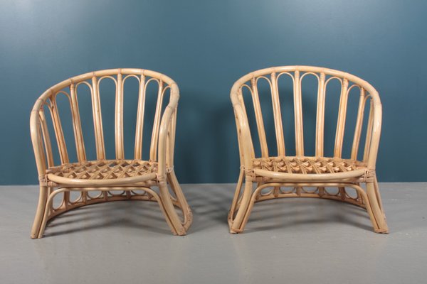 Mid-Century Danish Bamboo Lounge Chairs, 1960s, Set of 2-FK-673695