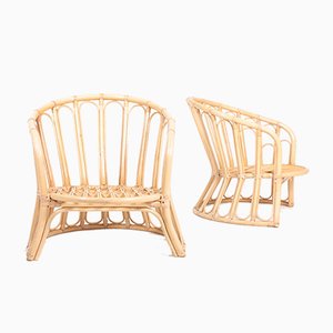 Mid-Century Danish Bamboo Lounge Chairs, 1960s, Set of 2-FK-673695