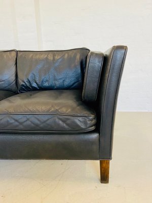 Mid-Century Danish Black Leather Sofa attributed to Mogens Hansen for Mogens Hansen, 1960-UAY-2031614