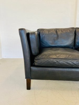 Mid-Century Danish Black Leather Sofa attributed to Mogens Hansen for Mogens Hansen, 1960-UAY-2031614