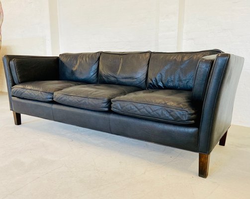 Mid-Century Danish Black Leather Sofa attributed to Mogens Hansen for Mogens Hansen, 1960-UAY-2031614