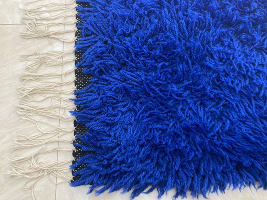 Mid-Century Danish Blue Carpets in Wool, 1970s, Set of 2-TZ-1179551