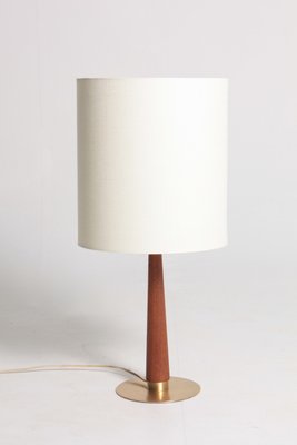 Mid-Century Danish Brass and Teak Table Lamp, 1950s-FK-549199