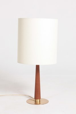 Mid-Century Danish Brass and Teak Table Lamp, 1950s-FK-549199