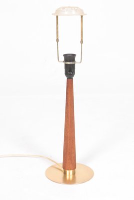 Mid-Century Danish Brass and Teak Table Lamp, 1950s-FK-549199