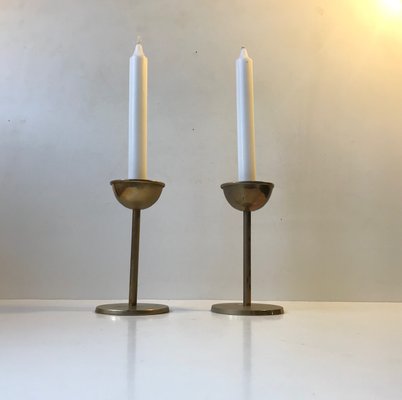 Mid-Century Danish Brass Candlesticks from Cawa, 1970s, Set of 2-LCR-807624