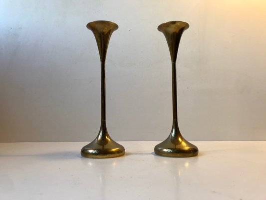 Mid-Century Danish Brass Candlesticks from Hyslop, 1960s, Set of 2-LCR-782551