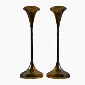 Mid-Century Danish Brass Candlesticks from Hyslop, 1960s, Set of 2-LCR-782551