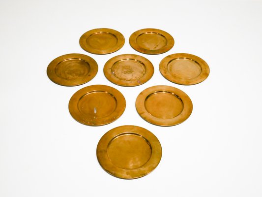 Mid-Century Danish Brass Coaster Dining Plates from Stelton, Set of 8-OGU-686586