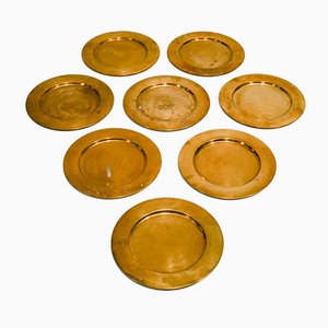 Mid-Century Danish Brass Coaster Dining Plates from Stelton, Set of 8-OGU-686586