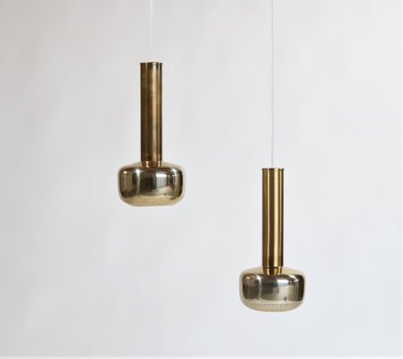 Mid-Century Danish Brass Pendant Lamps by Vilhelm Lauritzen for Louis Poulsen, Set of 2-WRF-584913