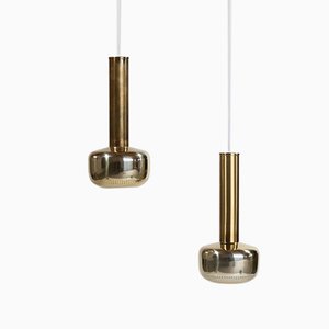 Mid-Century Danish Brass Pendant Lamps by Vilhelm Lauritzen for Louis Poulsen, Set of 2-WRF-584913