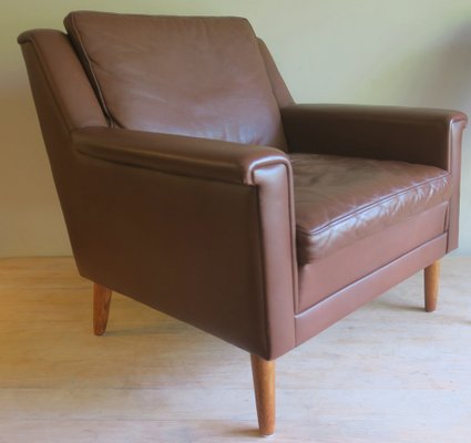 Mid-Century Danish Brown Leather Armhair, 1960s-ED-1819940