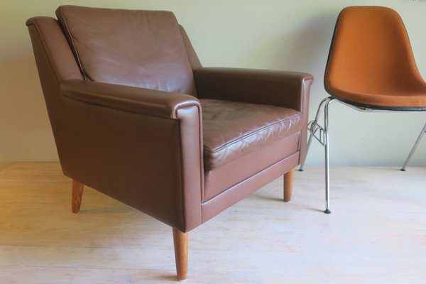 Mid-Century Danish Brown Leather Armhair, 1960s-ED-1819940