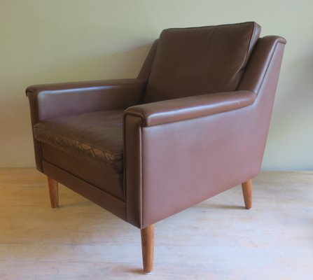 Mid-Century Danish Brown Leather Armhair, 1960s-ED-1819940