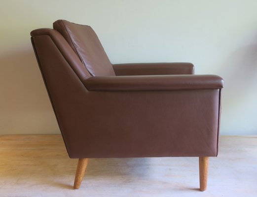 Mid-Century Danish Brown Leather Armhair, 1960s-ED-1819940