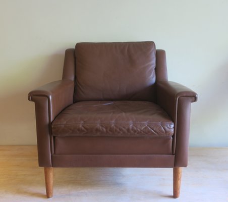 Mid-Century Danish Brown Leather Armhair, 1960s-ED-1819940