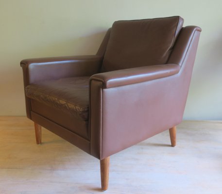 Mid-Century Danish Brown Leather Armhair, 1960s-ED-1819940