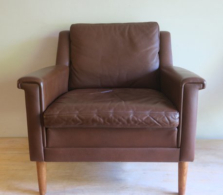 Mid-Century Danish Brown Leather Armhair, 1960s-ED-1819940