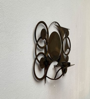 Mid-Century Danish Brutalist Metal Wall Sculpture and Candle Holder by Henrik Horst-UAH-1196137