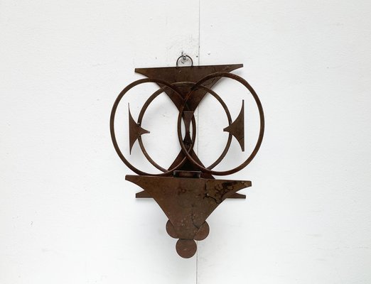 Mid-Century Danish Brutalist Metal Wall Sculpture and Candle Holder by Henrik Horst, 1960s-UAH-1262759