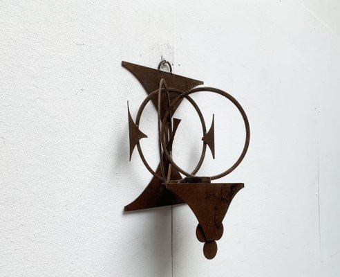 Mid-Century Danish Brutalist Metal Wall Sculpture and Candle Holder by Henrik Horst, 1960s-UAH-1262759