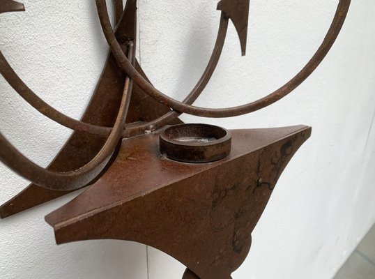 Mid-Century Danish Brutalist Metal Wall Sculpture and Candle Holder by Henrik Horst, 1960s-UAH-1262759