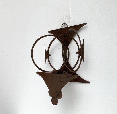 Mid-Century Danish Brutalist Metal Wall Sculpture and Candle Holder by Henrik Horst, 1960s-UAH-1262759