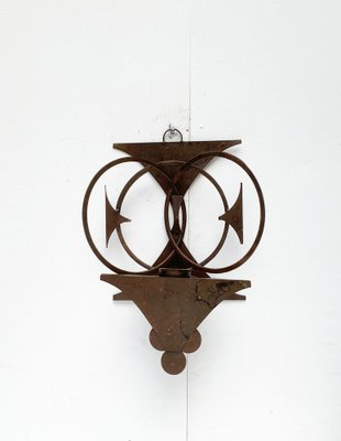 Mid-Century Danish Brutalist Metal Wall Sculpture and Candle Holder by Henrik Horst, 1960s-UAH-1262759