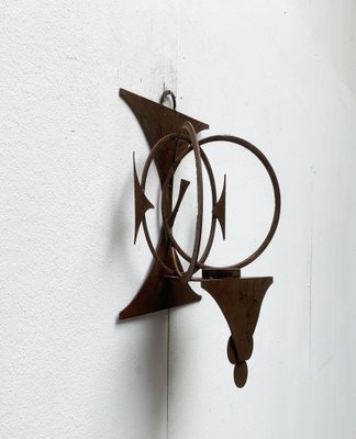 Mid-Century Danish Brutalist Metal Wall Sculpture and Candle Holder by Henrik Horst, 1960s-UAH-1262759